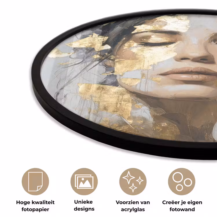Sierlijk - Vrouw - Goud - Ogen Fotolijst rond zonder passe partout klein -closeup_NL