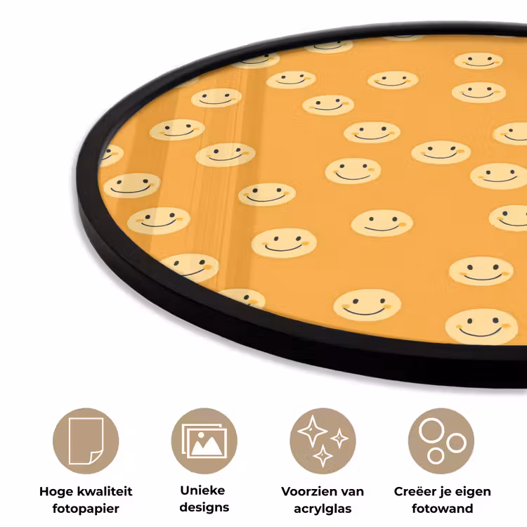 Smileys - Retro - Heel Fotolijst rond zonder passe partout klein 856 -closeup_NL