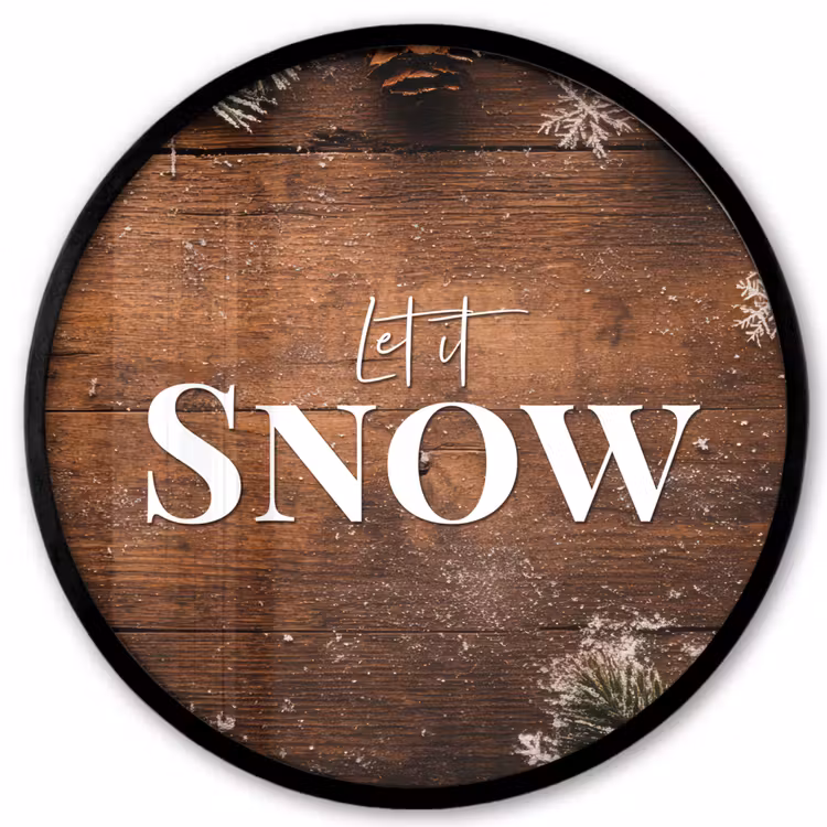 Sneeuw - Houtlook - Quote - Let it snow Fotolijst rond zonder passe partout klein -3d