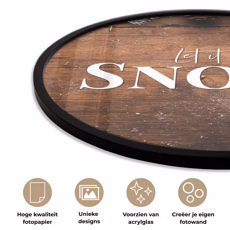 Sneeuw - Houtlook - Quote - Let it snow Fotolijst rond zonder passe partout klein -closeup_NL