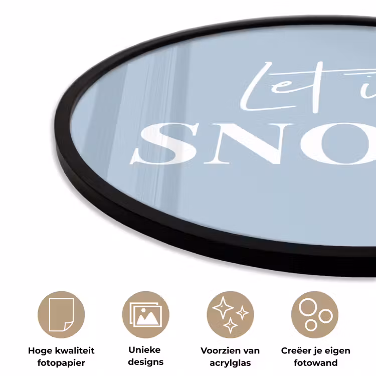 Sneeuw - Winter - Blauw - Let it snow Fotolijst rond zonder passe partout klein -closeup_NL