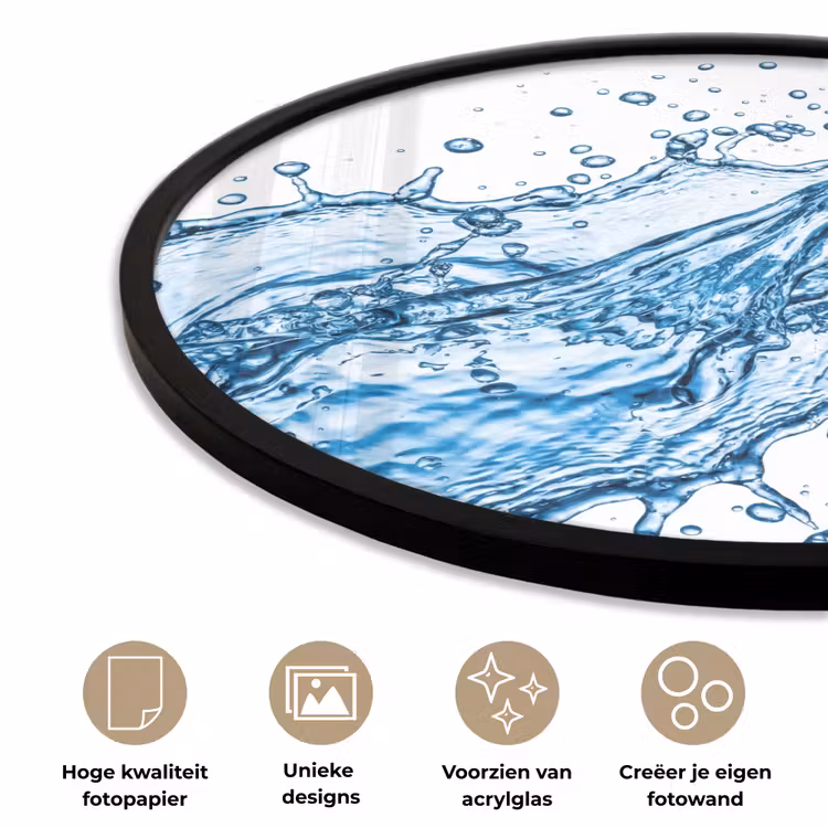 Spash - Water - Blauw Fotolijst rond zonder passe partout klein -closeup_NL