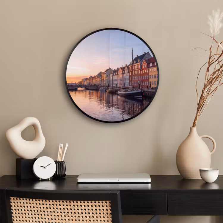 Stad - Gracht - Zonsondergang - Klassiek - Kleurrijk Fotolijst rond zonder passe partout klein -sfeer1