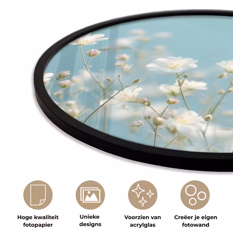 Stengels - Bloemen - Lucht - Wit Fotolijst rond zonder passe partout klein -closeup_NL