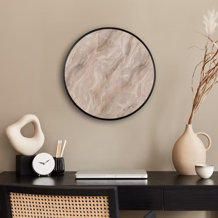 Steen - Golvend - Abstract - Beige Fotolijst rond zonder passe partout klein -sfeer1
