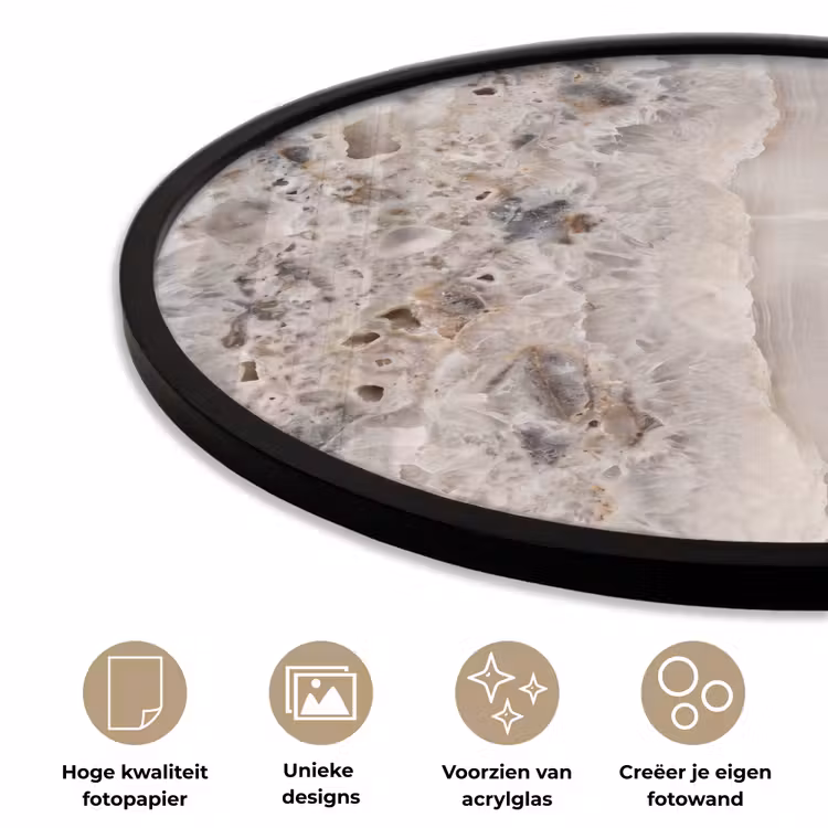Steen - Textuur - Abstract - Beige - Wit Fotolijst rond zonder passe partout klein -closeup_NL