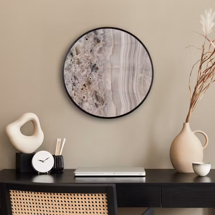 Steen - Textuur - Abstract - Beige - Wit Fotolijst rond zonder passe partout klein -sfeer1