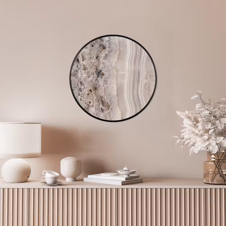Steen - Textuur - Abstract - Beige - Wit Fotolijst rond zonder passe partout klein -sfeer3