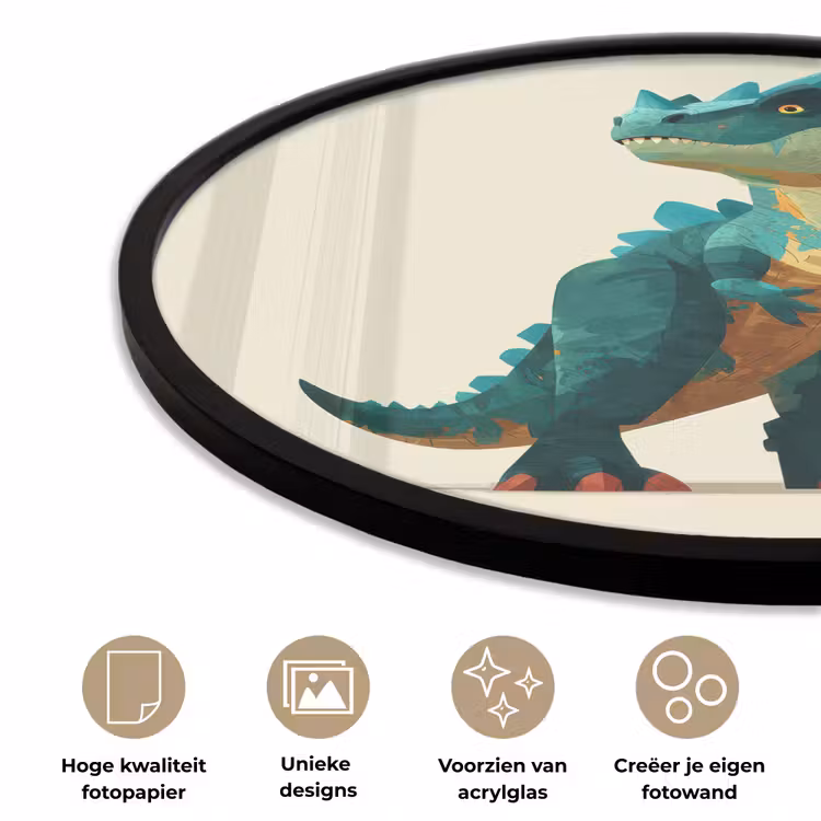 Stekels - Dino - Blauw - Gespierd Fotolijst rond zonder passe partout klein -closeup_NL