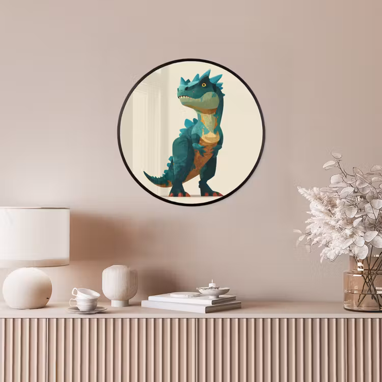 Stekels - Dino - Blauw - Gespierd Fotolijst rond zonder passe partout klein -sfeer3