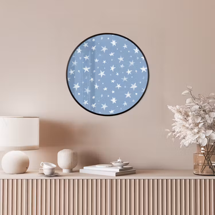 Sterretjes - Patroon - Blauw Fotolijst rond zonder passe partout klein 856 -sfeer3