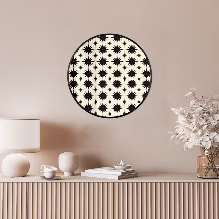 Stervormen - Geometrisch - Zwart Fotolijst rond zonder passe partout klein 856 -sfeer3