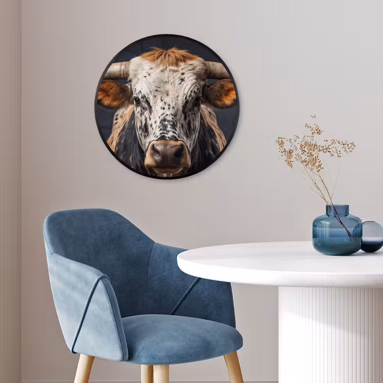 Stier - Kleurrijk - Hoorns Fotolijst rond zonder passe partout klein -sfeer2