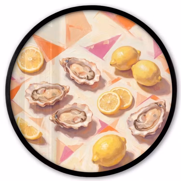 Stilleven - Citroenen - Oesters - Abstract - Oranje Fotolijst rond zonder passe partout klein -3d