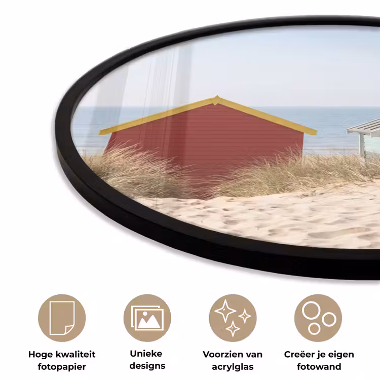 Strand - Huisjes - Kleurrijk - Duinen Fotolijst rond zonder passe partout klein -closeup_NL