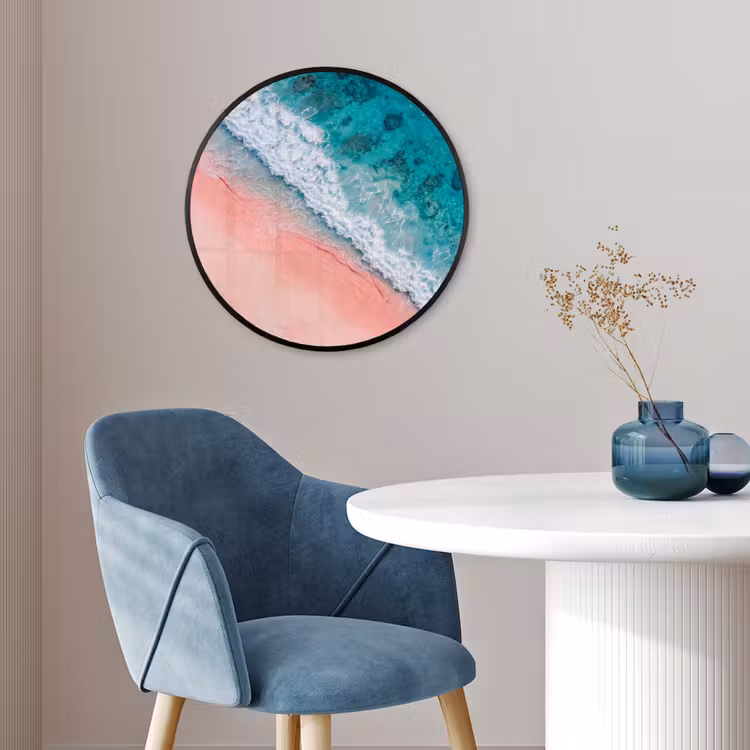 Strand - Oceaan - Golven - Roze Zand - Natuur Fotolijst rond zonder passe partout klein -sfeer2