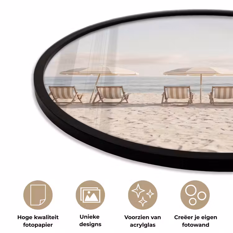 Strand - Stoelen - Parasol Fotolijst rond zonder passe partout klein -closeup_NL
