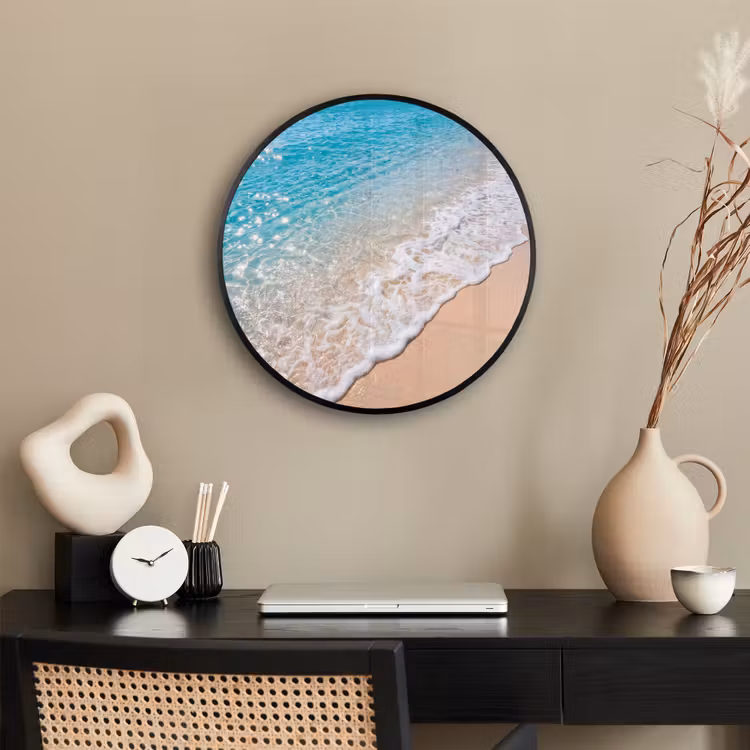 Strand - Water - Natuur - Blauw - Beige Fotolijst rond zonder passe partout klein -sfeer1