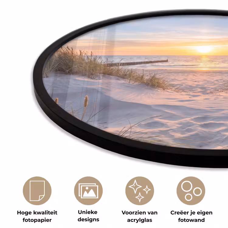 Strand - Zonsondergang - Natuur - Landschap Fotolijst rond zonder passe partout klein -closeup_NL