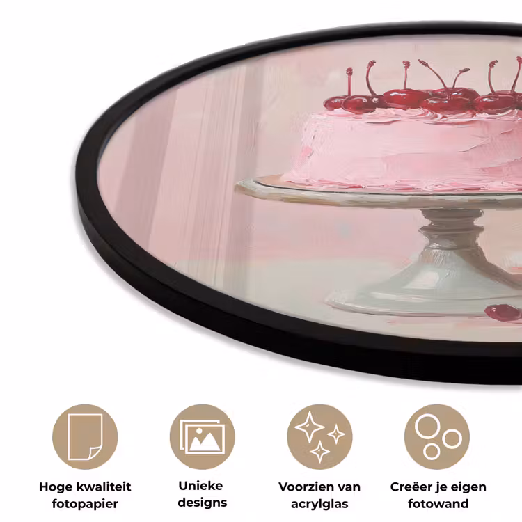 Taart - Pink - Cherry Fotolijst rond zonder passe partout klein -closeup_NL