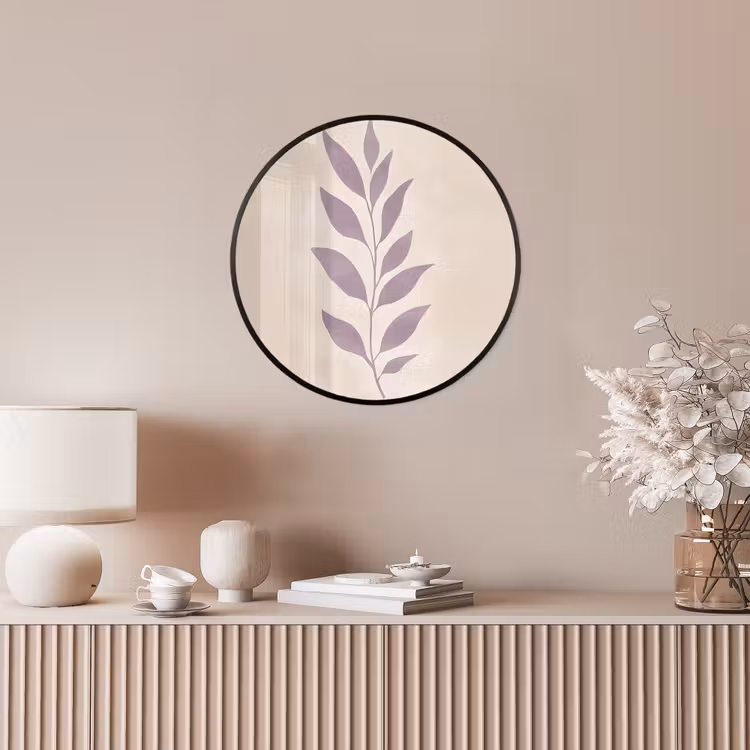 Tak - Bladeren - Minimalistisch - Beige Fotolijst rond zonder passe partout klein -sfeer3