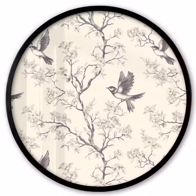 Takken - Vogels - Beige Fotolijst rond zonder passe partout klein 856 -3d