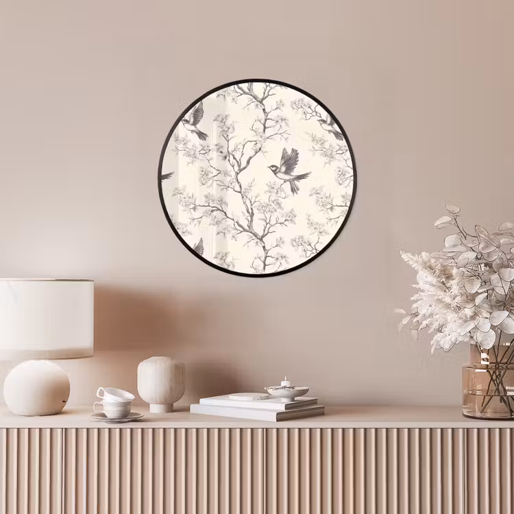 Takken - Vogels - Beige Fotolijst rond zonder passe partout klein 856 -sfeer3