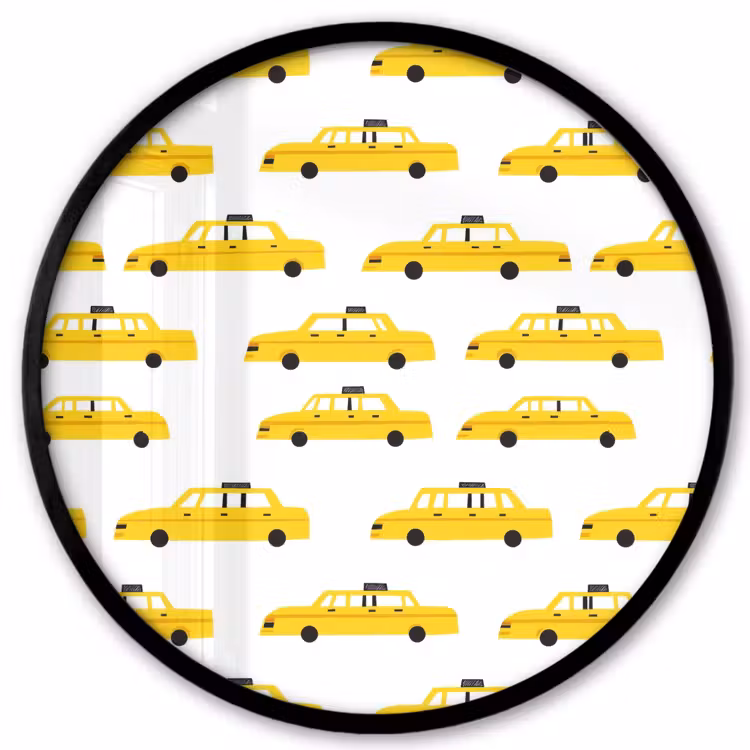 Taxi - Iconisch - Geel Fotolijst rond zonder passe partout klein 856 -3d