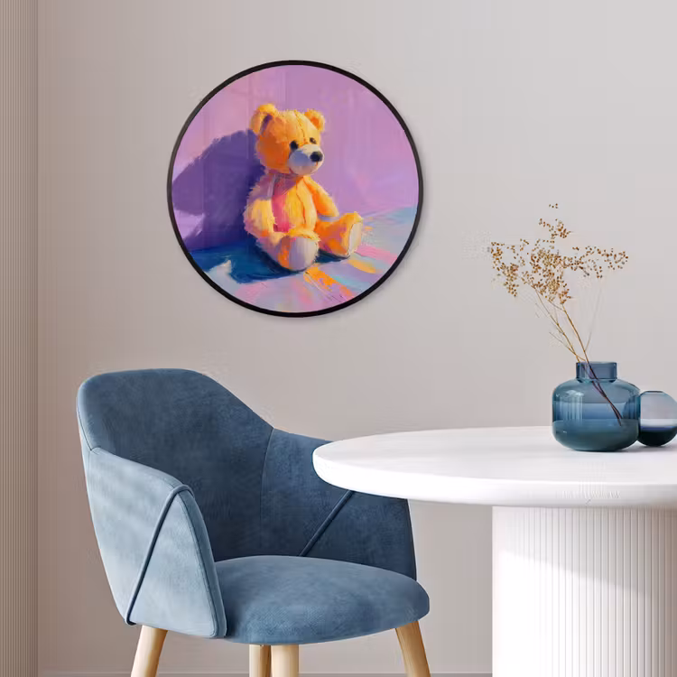 Teddybeer - Schaduw - Penseelstreken - Paars Fotolijst rond zonder passe partout klein -sfeer2