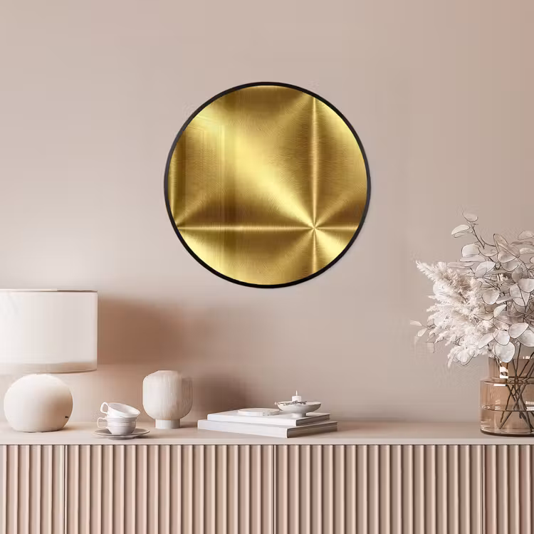 Textuur - Geborsteld Goud - Industrieel - Metallic Fotolijst rond zonder passe partout klein 856 -sfeer3