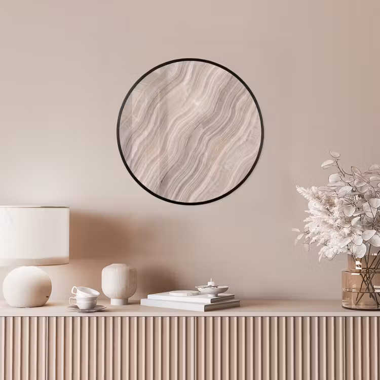 Textuur - Golvend - Abstract - Modern - Beige Fotolijst rond zonder passe partout klein -sfeer3