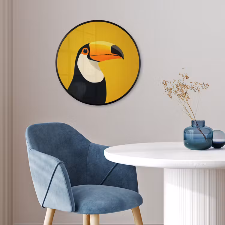 Toekan - Minimalistisch - Snavel - Oranje Fotolijst rond zonder passe partout klein -sfeer2