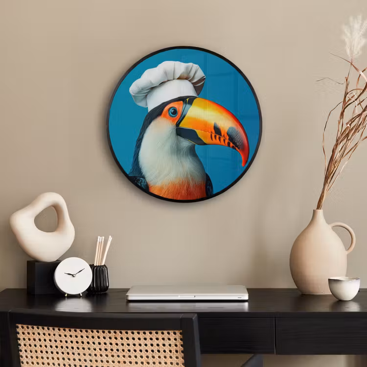 Toekan - Papegaai - Vogel - Koksmuts Fotolijst rond zonder passe partout klein -sfeer1