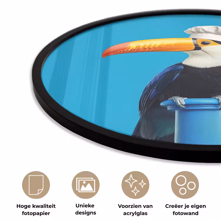 Tucan - Sokkel - Vogel - Koksmuts Fotolijst rond zonder passe partout klein -closeup_NL