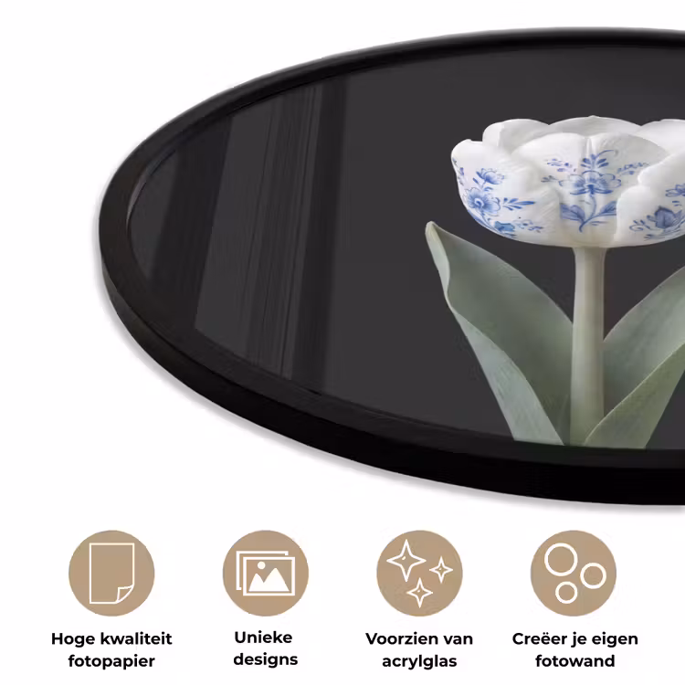 Tulp - Patroon - Blauw Fotolijst rond zonder passe partout klein -closeup_NL