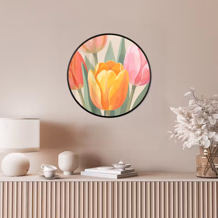 Tulpen - Abstract - Kleurrijk Fotolijst rond zonder passe partout klein -sfeer3