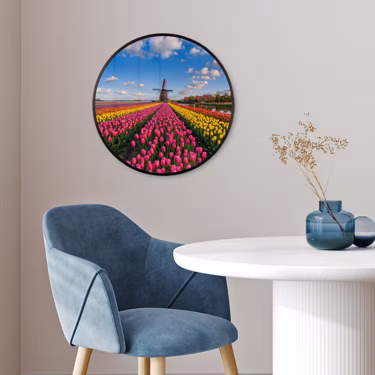 Tulpen - Holland - Molen - Kleurrijk Fotolijst rond zonder passe partout klein -sfeer2