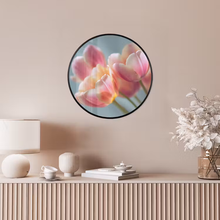 Tulpen - Roze - Stelen Fotolijst rond zonder passe partout klein -sfeer3
