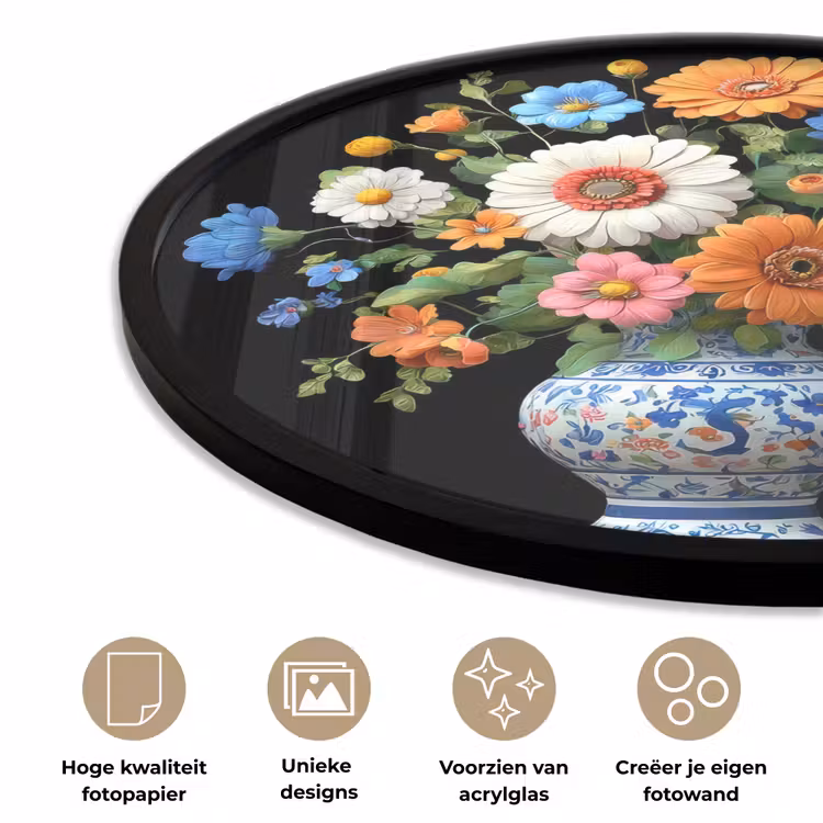 Vaas - Boeket - Bloemen - Kleur Fotolijst rond zonder passe partout klein -closeup_NL