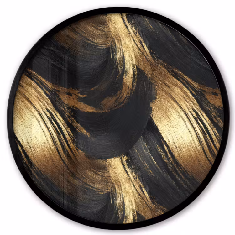 Verfstreken - Abstract - Goud - Zwart Fotolijst rond zonder passe partout klein 856 -3d