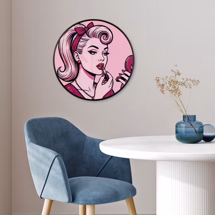 Vintage - Vrouw - Roze Fotolijst rond zonder passe partout klein -sfeer2