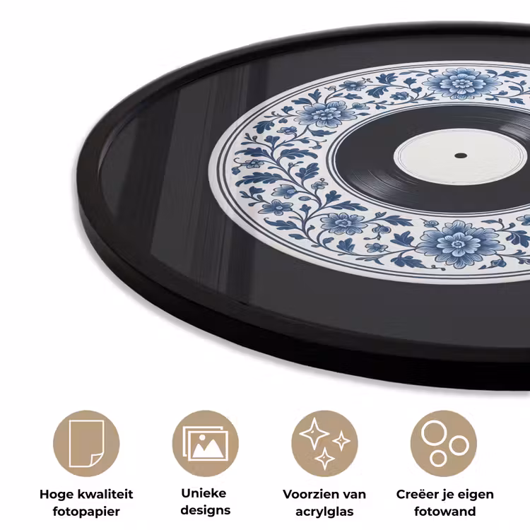 Vinyl - LP - Delfts Blauw - Muziek Fotolijst rond zonder passe partout klein -closeup_NL