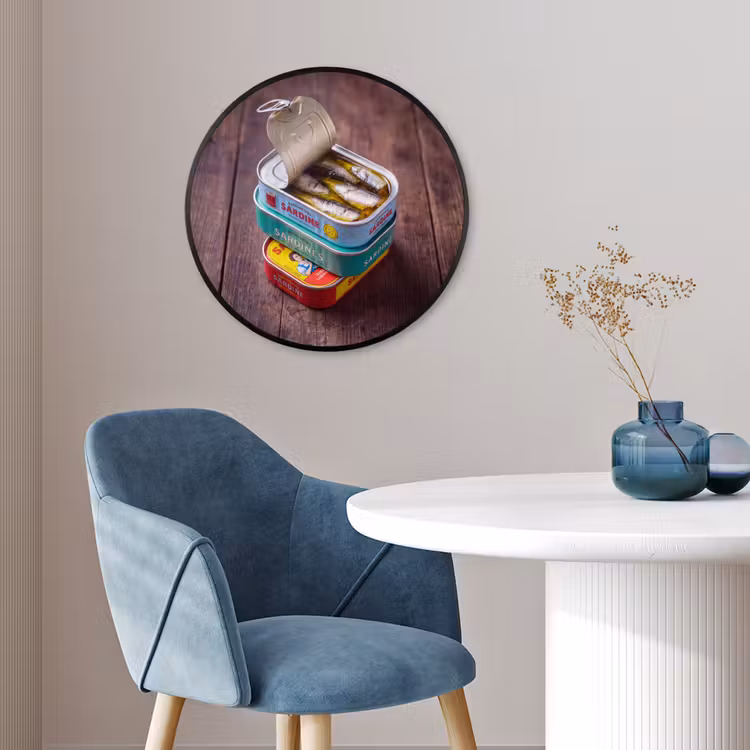 Ronde fotolijst - Vis - Blikjes - Keuken - Vis - Blikjes - Keuken Fotolijst rond zonder passe partout klein