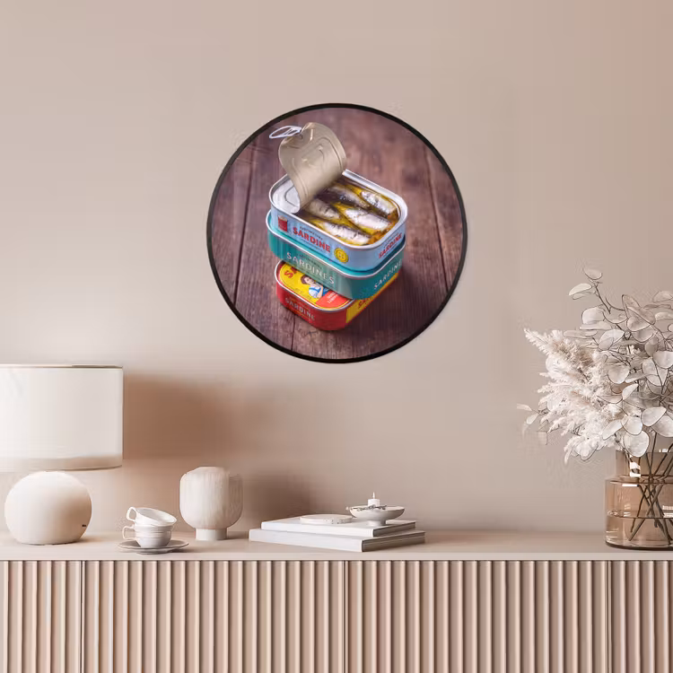Ronde fotolijst - Vis - Blikjes - Keuken - Vis - Blikjes - Keuken Fotolijst rond zonder passe partout klein