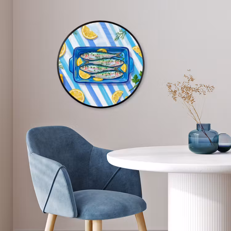 Vis - Citroen - Kruiden - Eten - Blauw Fotolijst rond zonder passe partout klein -sfeer2