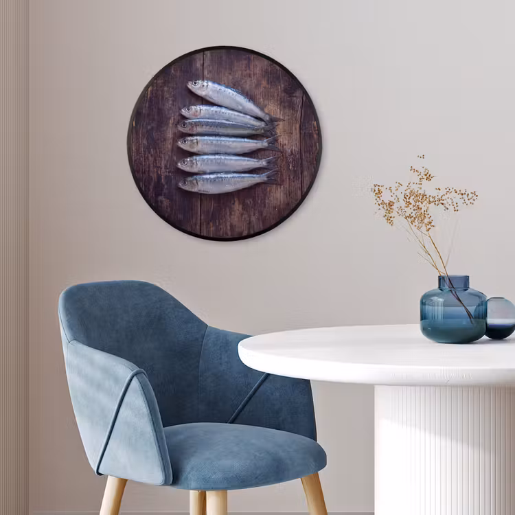 Ronde fotolijst - Vis - Hout - Eten - Vis - Hout - Eten Fotolijst rond zonder passe partout klein