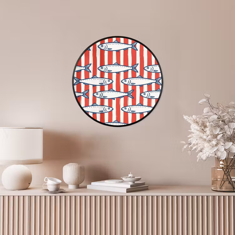 Vis - Patroon - Strepen - Illustratie - Rood Fotolijst rond zonder passe partout klein -sfeer3