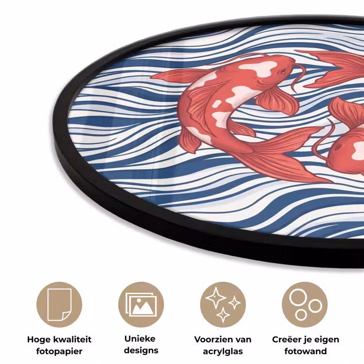 Vis - Water - Natuur - Illustratie - Rood Fotolijst rond zonder passe partout klein -closeup_NL