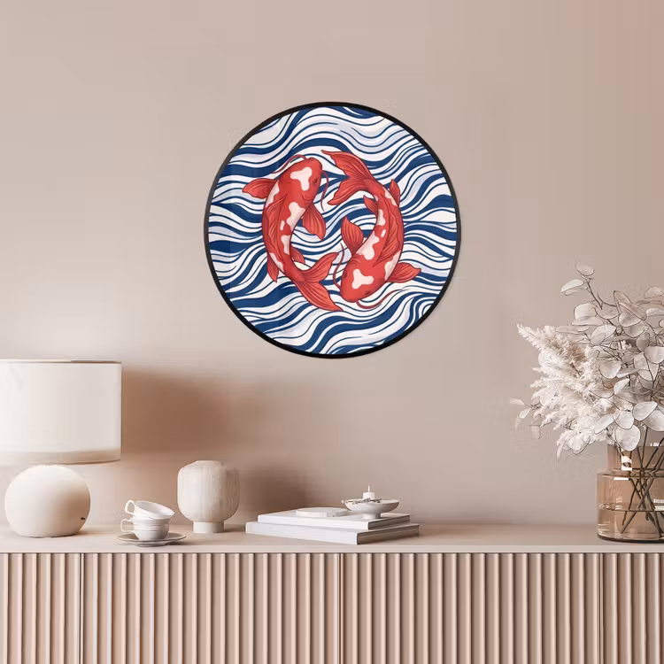 Vis - Water - Natuur - Illustratie - Rood Fotolijst rond zonder passe partout klein -sfeer3