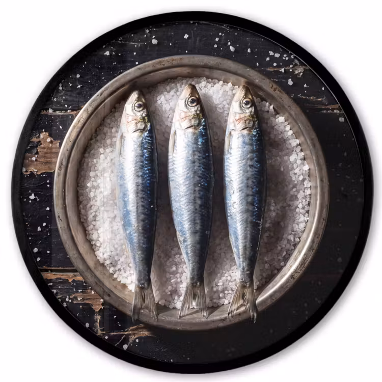 Ronde fotolijst - Vis - Zout - Eten - Vis - Zout - Eten Fotolijst rond zonder passe partout klein